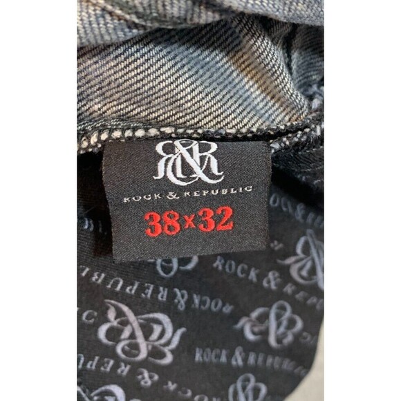 Men's Rock & Republic Denim Blue Jeans Size 38 x 32 Henlee 5 Pocket Design - Picture 7 of 16